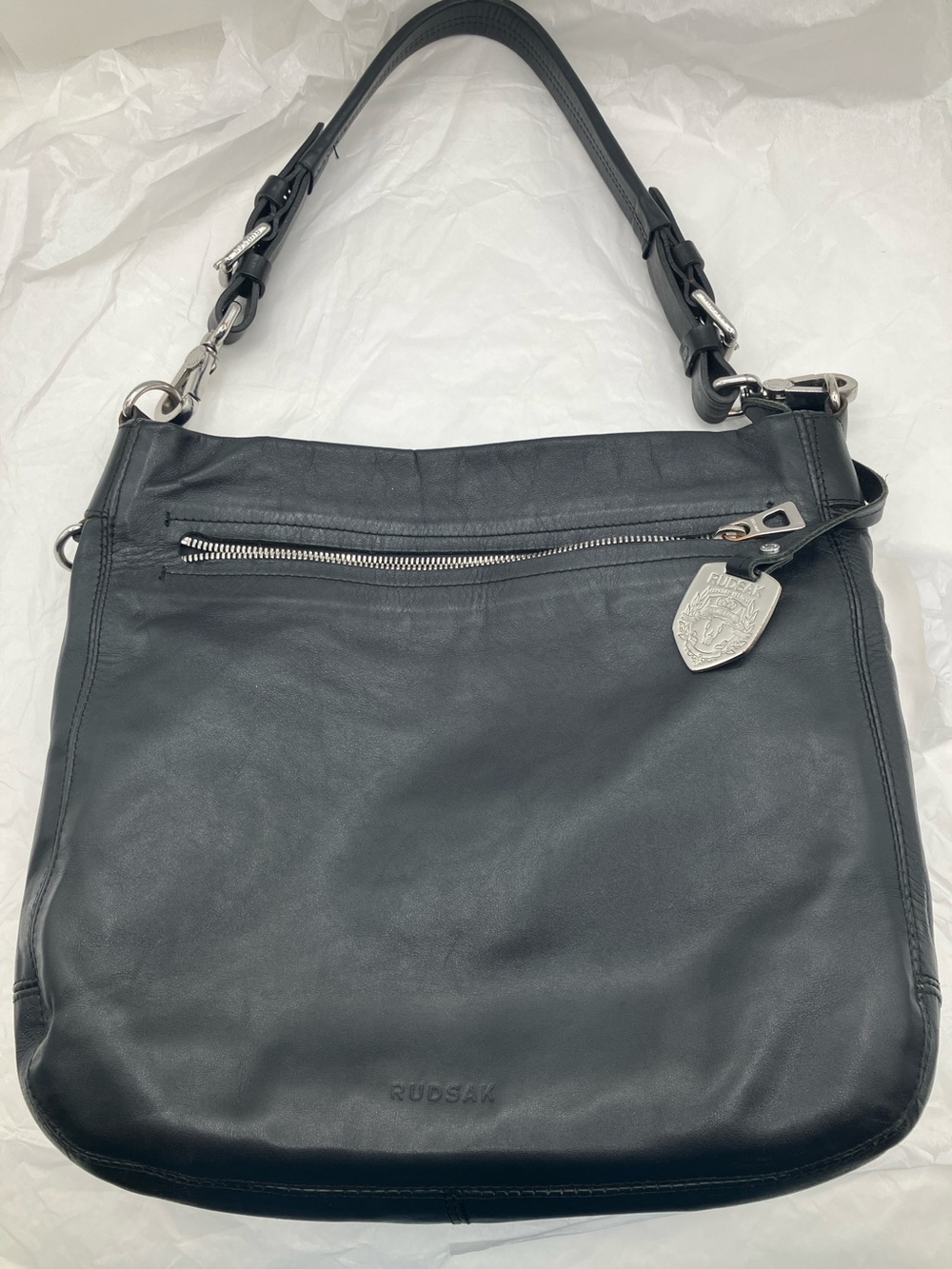 RUDSAK Classic Black Leather Shoulder Bag BEAUTIFUL LEATHER